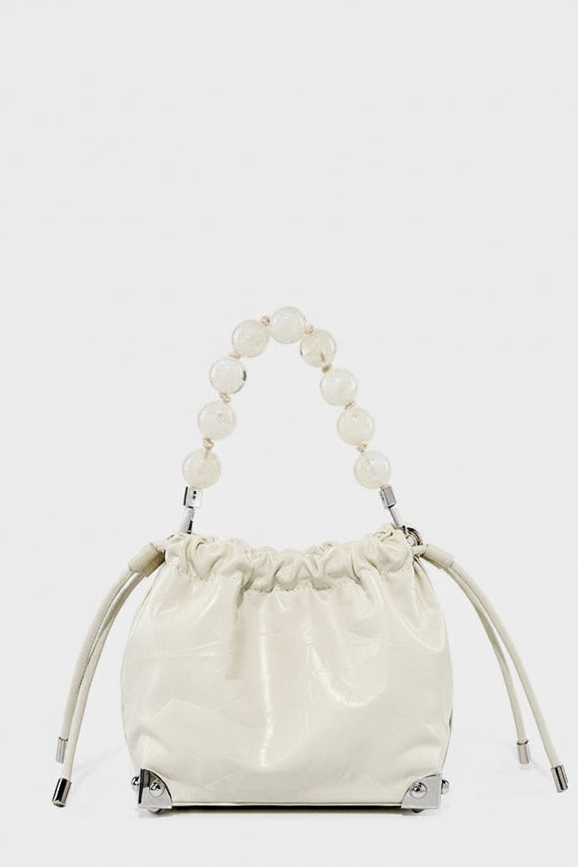 Chic Metallic Leather Drawstring Bag