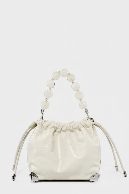 Chic Metallic Leather Drawstring Bag