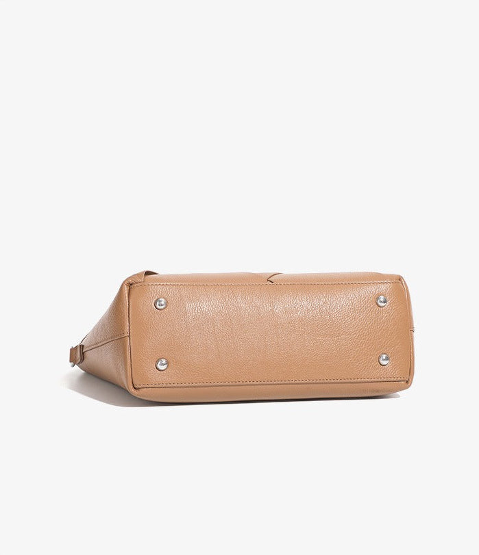 Woven Leather Geometric Tote Bag
