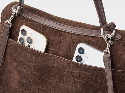 Textured Suede Shoulder Flap Bag