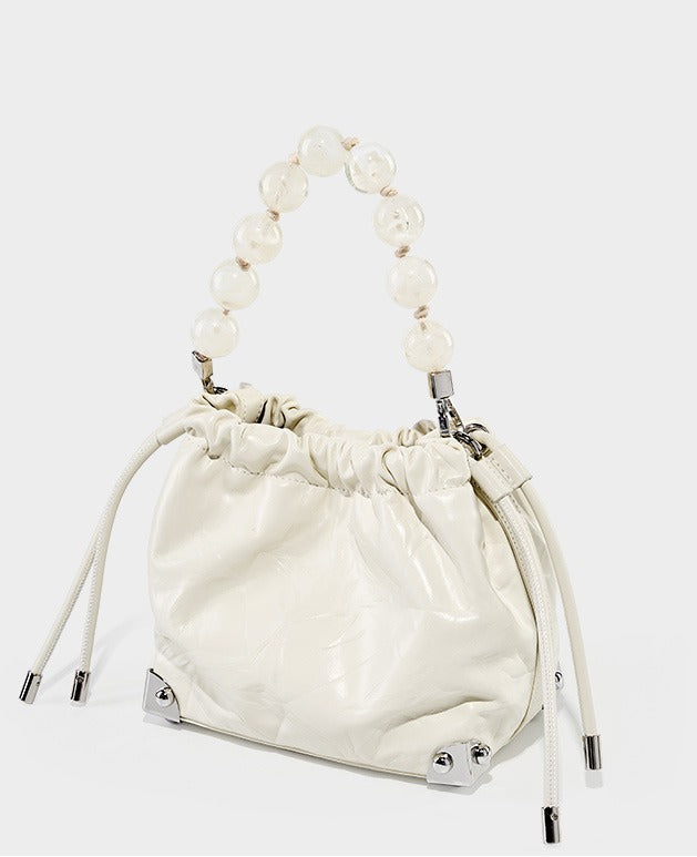 Chic Metallic Leather Drawstring Bag
