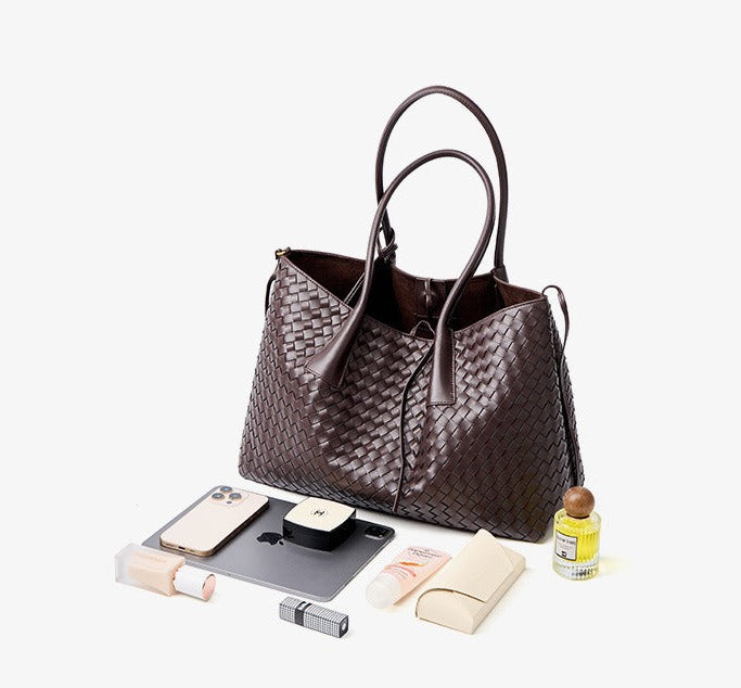 Aura Leather Woven Classic Tote Bag