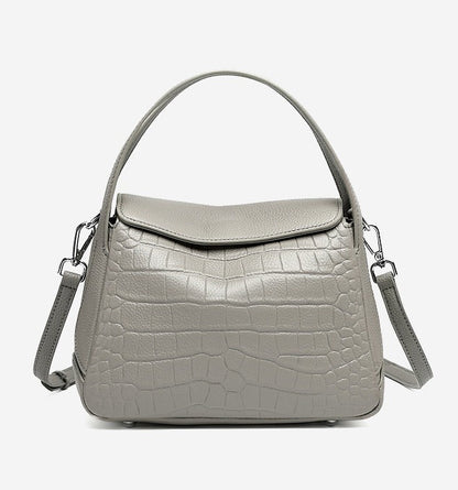 Crocodile Pattern Leather Flap Handbag