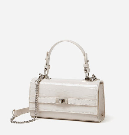 Crocodile Embossed Leather Envelope Handbag