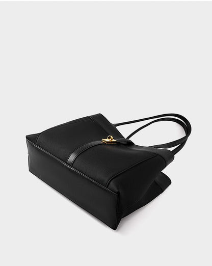 Colorblock Woven Leather Tote Bag