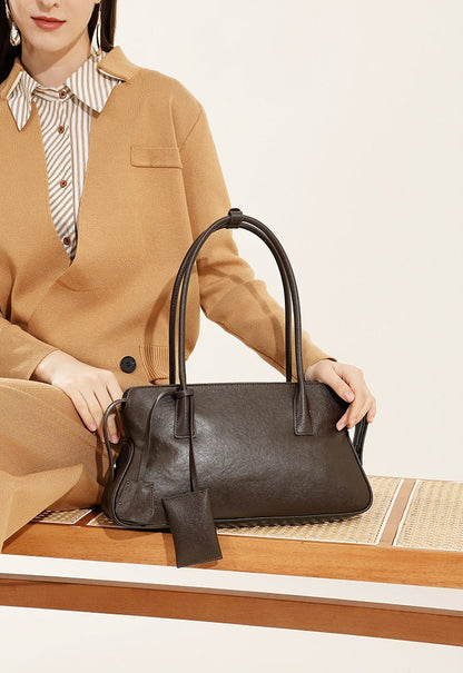Leather Shoulder Tote With Charm