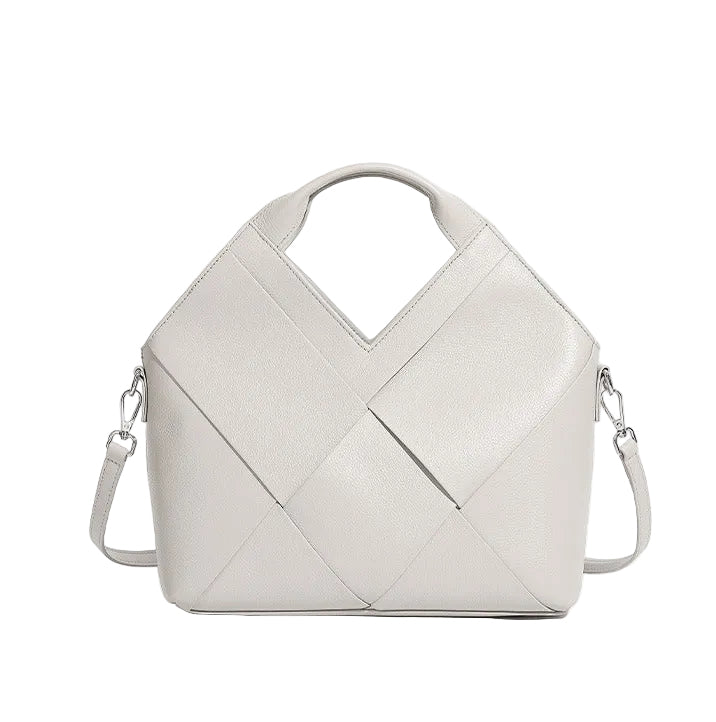 Woven Leather Geometric Tote Bag