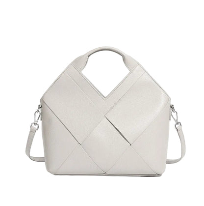 Woven Leather Geometric Tote Bag