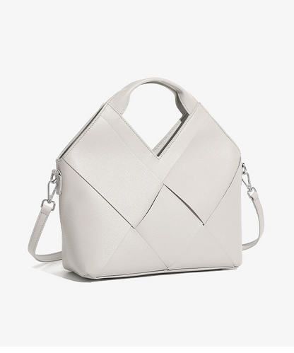 Woven Leather Geometric Tote Bag