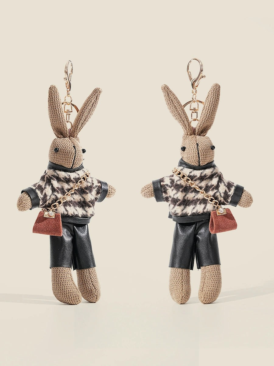 Houndstooth Bunny Plush Bag Charm