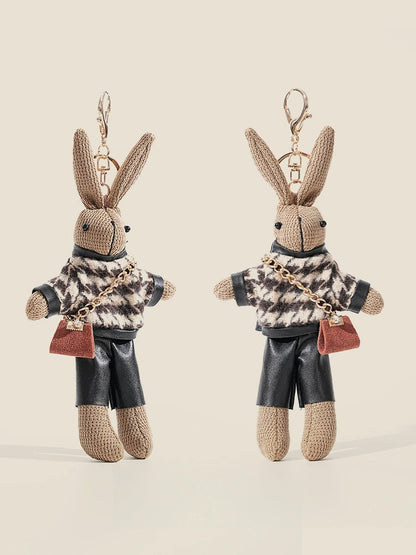 Houndstooth Bunny Plush Bag Charm