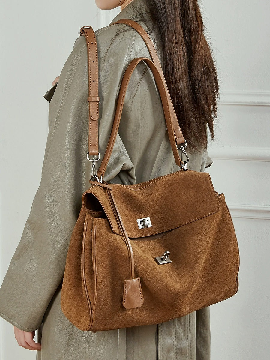 Suede Leather Shoulder Satchel Bag