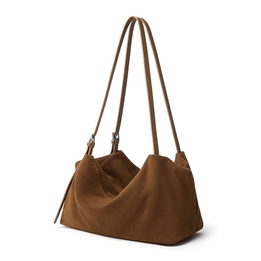 Minimalist Suede Leather Hobo Bag