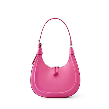 Minimalist Structured Leather Crescent Bag
