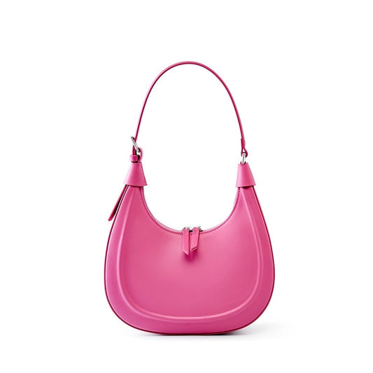 Minimalist Structured Leather Crescent Bag