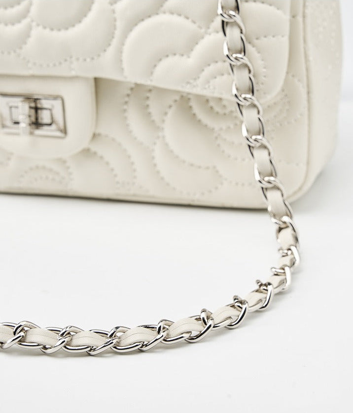 Floral Embroidered Leather Chain Bag