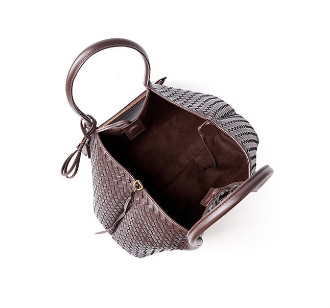 Aura Leather Woven Classic Tote Bag