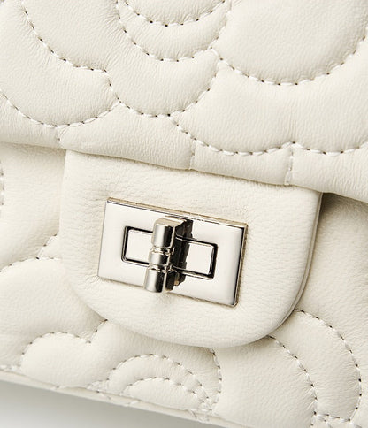 Floral Embroidered Leather Chain Bag