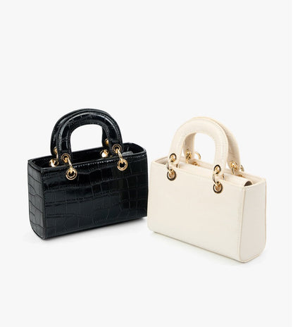Crocodile Embossed Leather Handbag