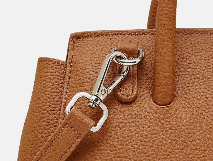 Textured Leather Twist Lock Handbag