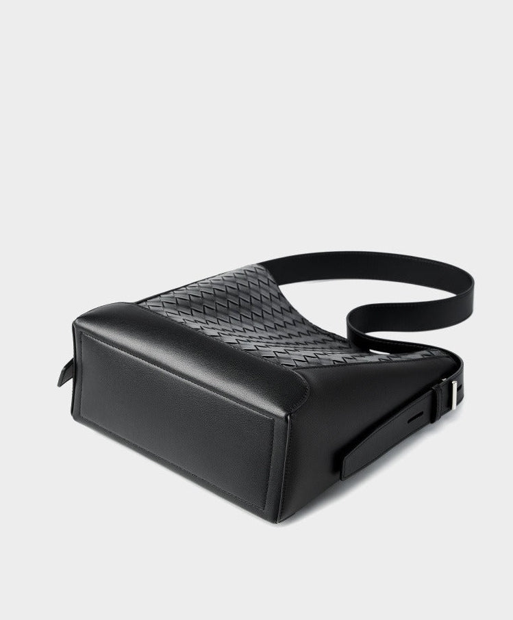 Woven Leather Bucket Shoulder Bag