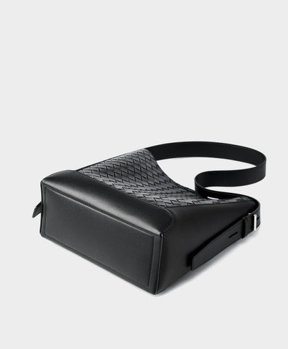 Woven Leather Bucket Shoulder Bag