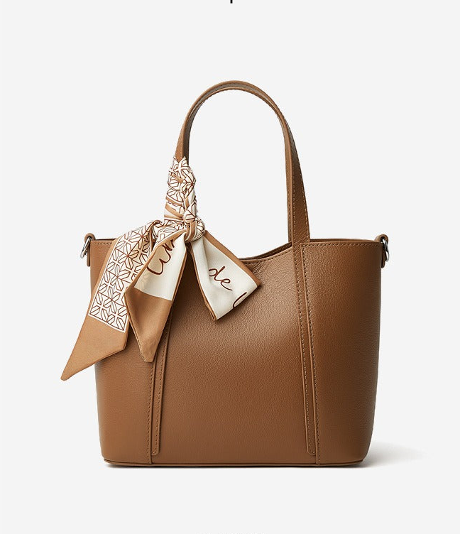 Silk Scarf Leather Tote Bag
