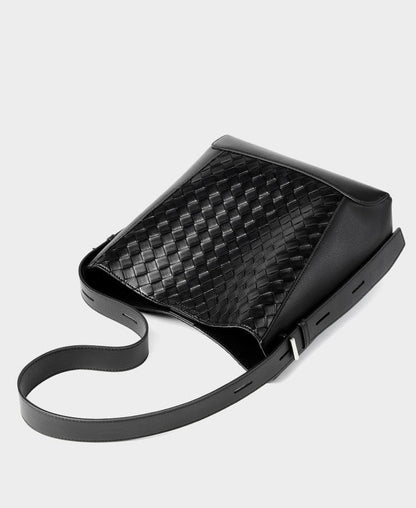 Woven Leather Bucket Shoulder Bag