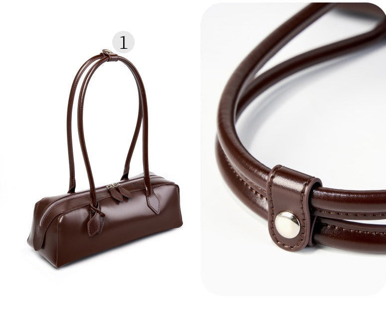 Genuine Leather East-West Shoulder Bag