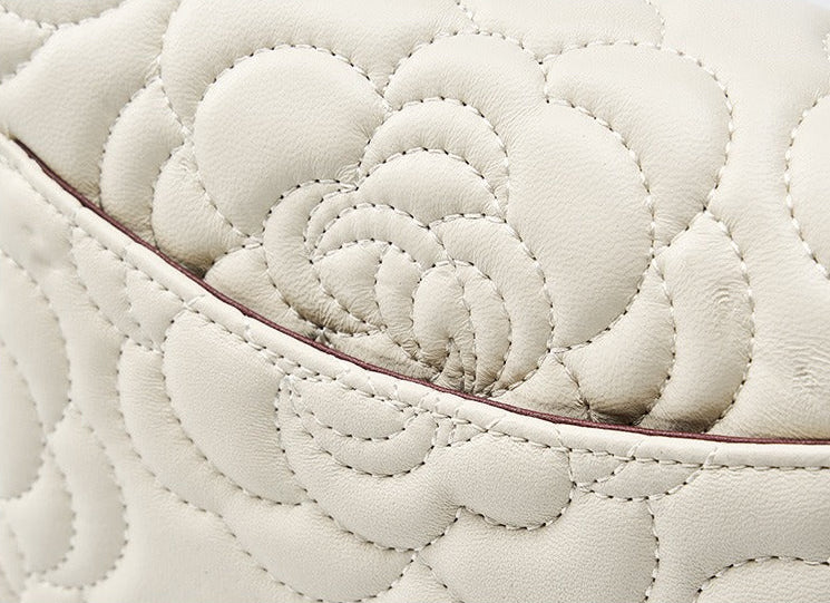 Floral Embroidered Leather Chain Bag