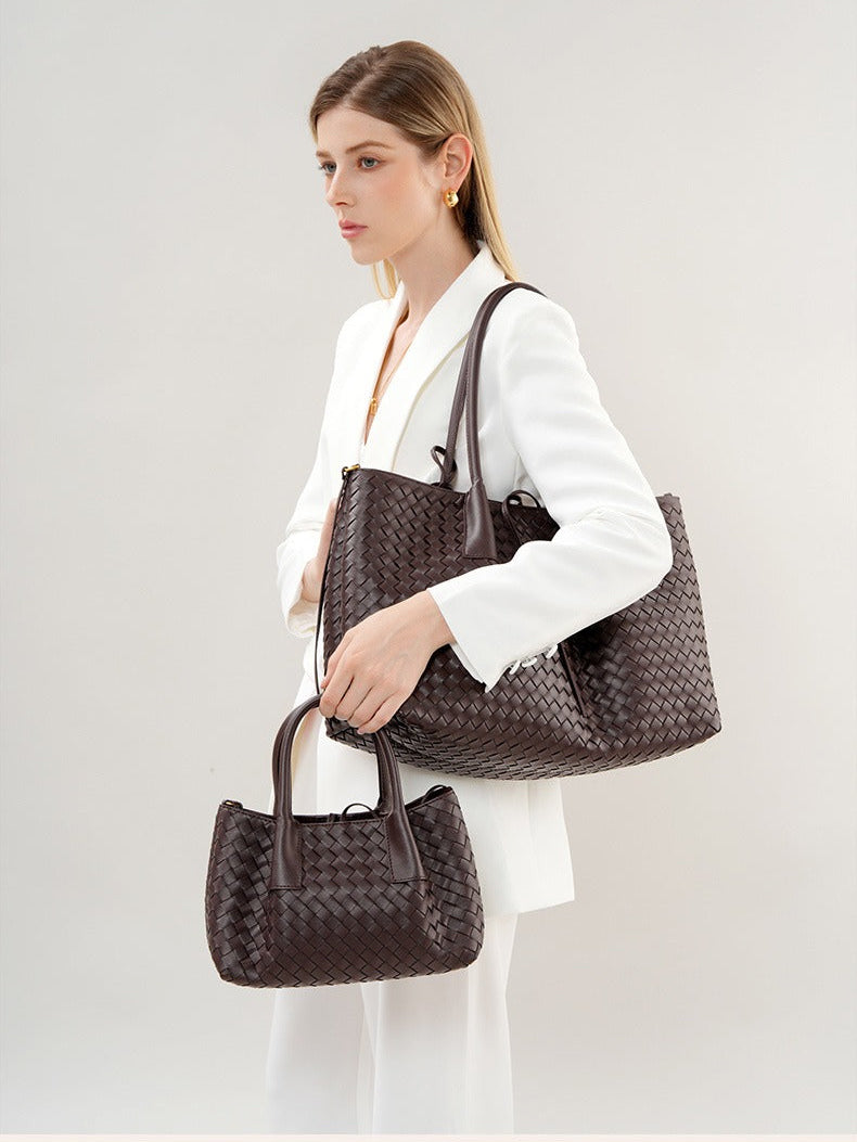 Aura Leather Woven Classic Tote Bag