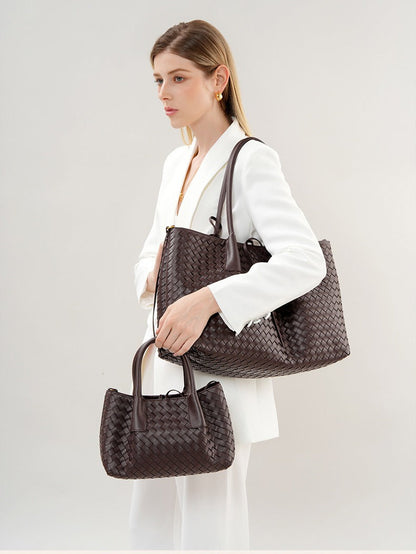 Aura Leather Woven Classic Tote Bag