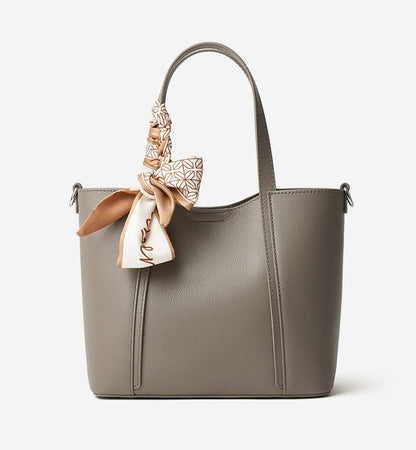 Silk Scarf Leather Tote Bag