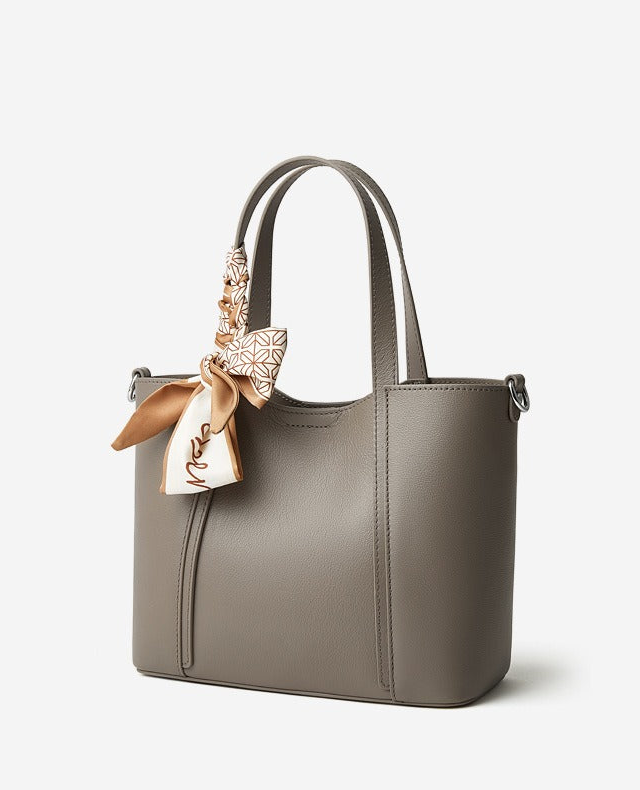 Silk Scarf Leather Tote Bag