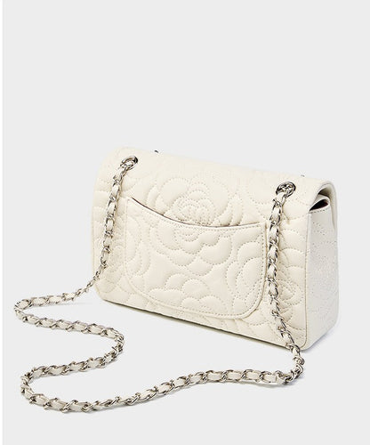 Floral Embroidered Leather Chain Bag