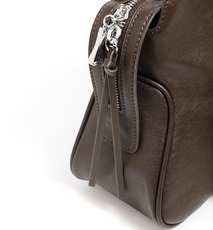 Leather Shoulder Tote With Charm