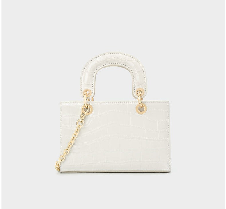 Crocodile Embossed Leather Handbag