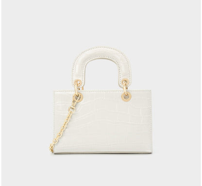 Crocodile Embossed Leather Handbag