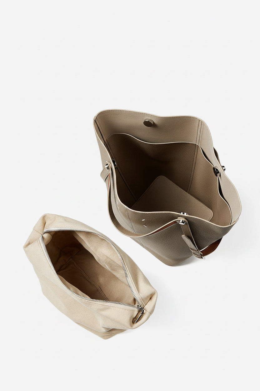 Leather Bucket Tote Inner Pouch