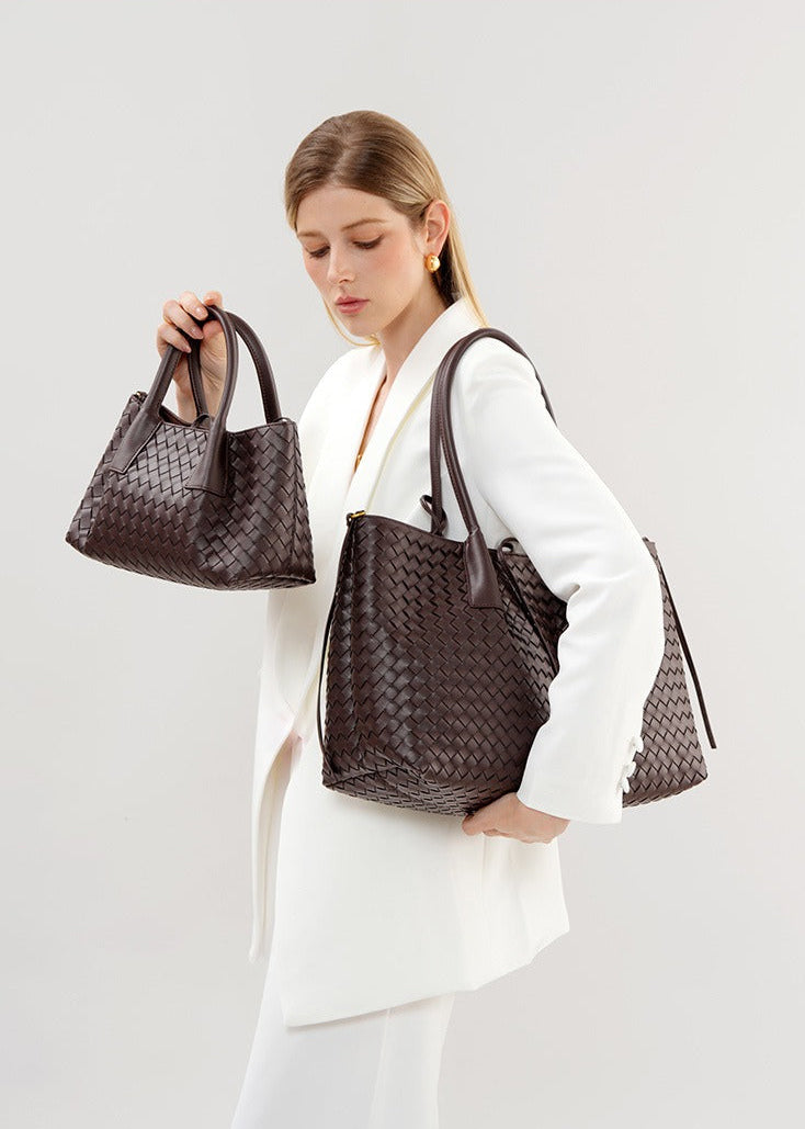 Aura Leather Woven Classic Tote Bag