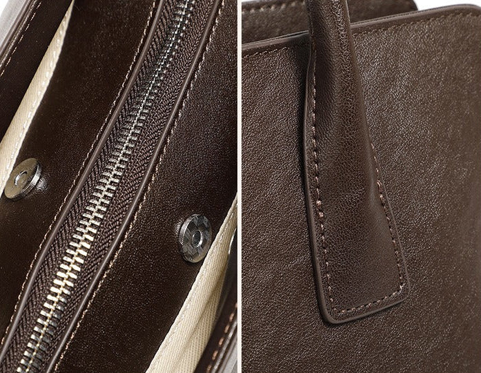 Leather Shoulder Tote With Charm