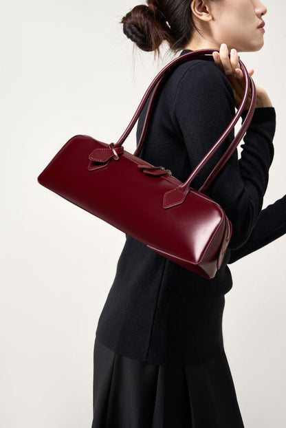 Genuine Leather East-West Shoulder Bag
