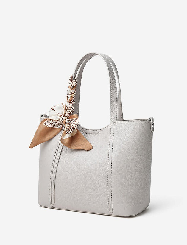 Silk Scarf Leather Tote Bag