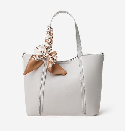 Silk Scarf Leather Tote Bag