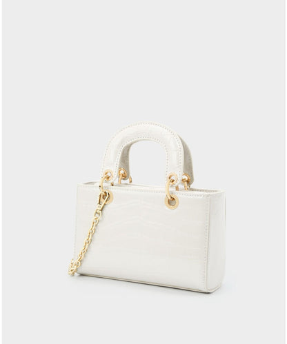 Crocodile Embossed Leather Handbag