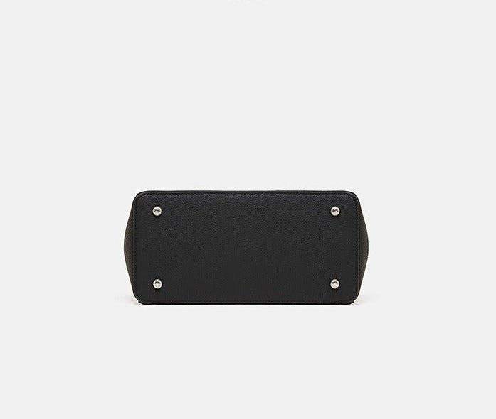 Textured Leather Twist Lock Handbag