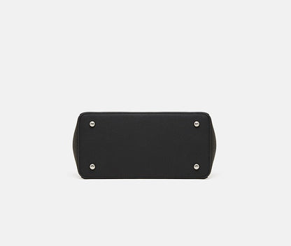 Textured Leather Twist Lock Handbag