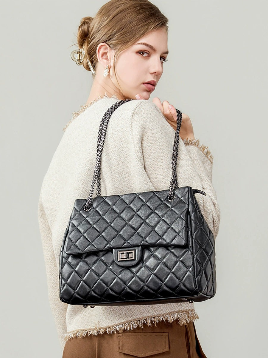 Quilted Leather Chain Shoulder Bag
