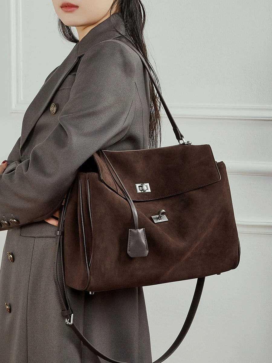Suede Leather Shoulder Satchel Bag