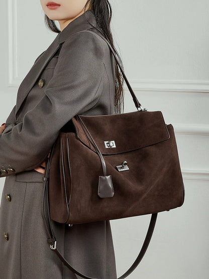 Suede Leather Shoulder Satchel Bag